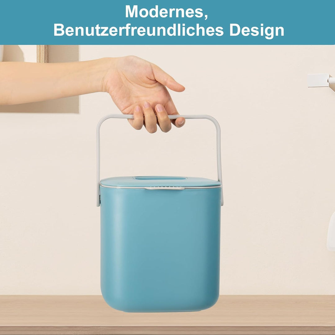 Biomülleimer Küche, 4L Biomülleimer Küche für alltäglichen Biomüll, Bio Mülleimer mit Deckel, Geruch