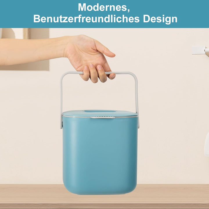 Biomülleimer Küche, 4L Biomülleimer Küche für alltäglichen Biomüll, Bio Mülleimer mit Deckel, Geruch