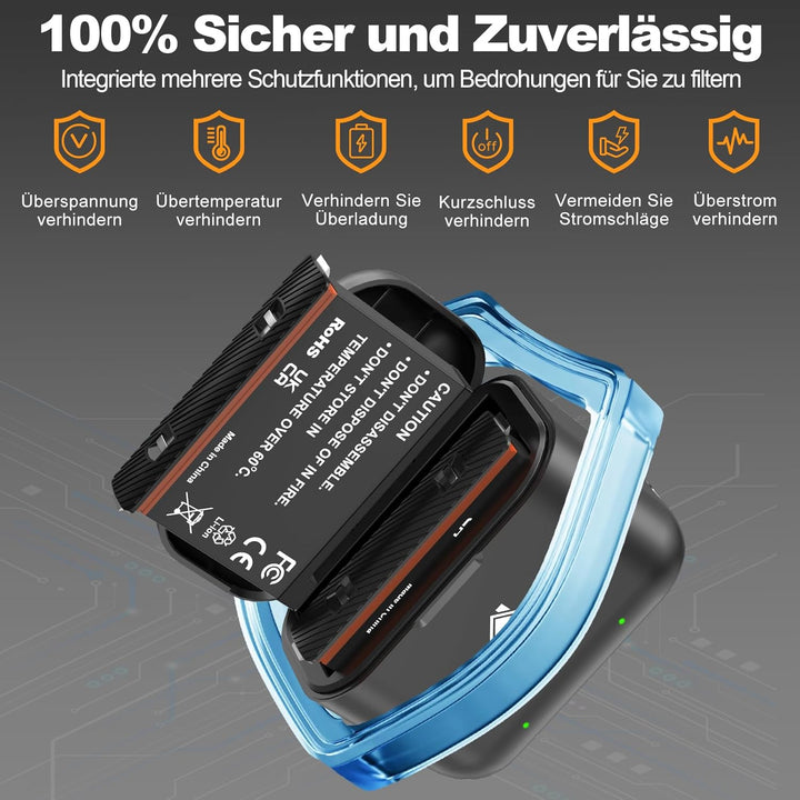 Homesuit Insta360 X3 Ersatz Akku 1800mAh und USB Ladegerät kompatibel mit Insta360 ONE X3 Kamera (2-