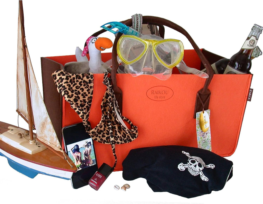 RAIKOU KULT Filz-Tasche Shopper NEU Filzkorb Einkaufstasche Henkeltasche Zeitungskorb Stabile Kaminh