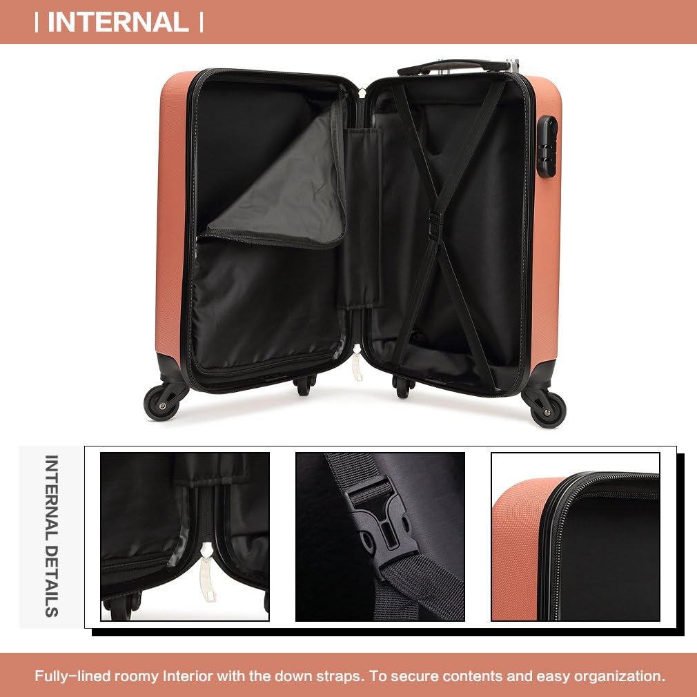 KONO Koffer Reisekoffer Gross Trolley Hartschale ABS Gepäck 4 Rollen Spinner Rollenkoffer (Nude, Gro