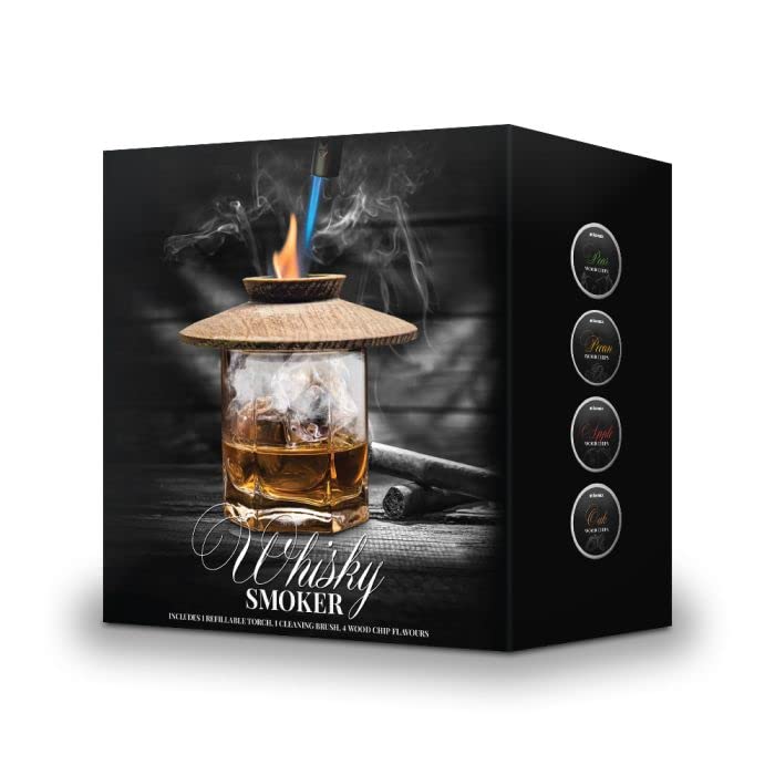 Mikamax Whiskey Smoker Set - Cocktail Smoker - Smoked Whiskey - Räucherchips Whisky - 4 Aromen - Mit