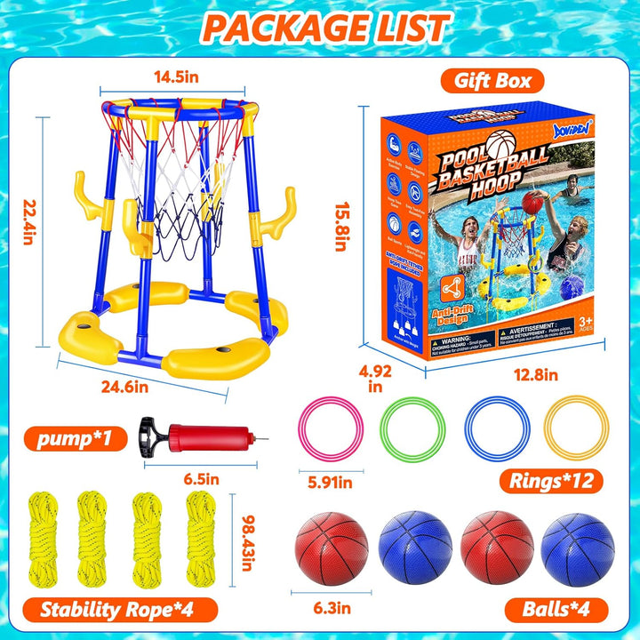 Pool Basketballkorb Set_Schwimmender Basketballkorb Blue-Yellow, Blue-Yellow