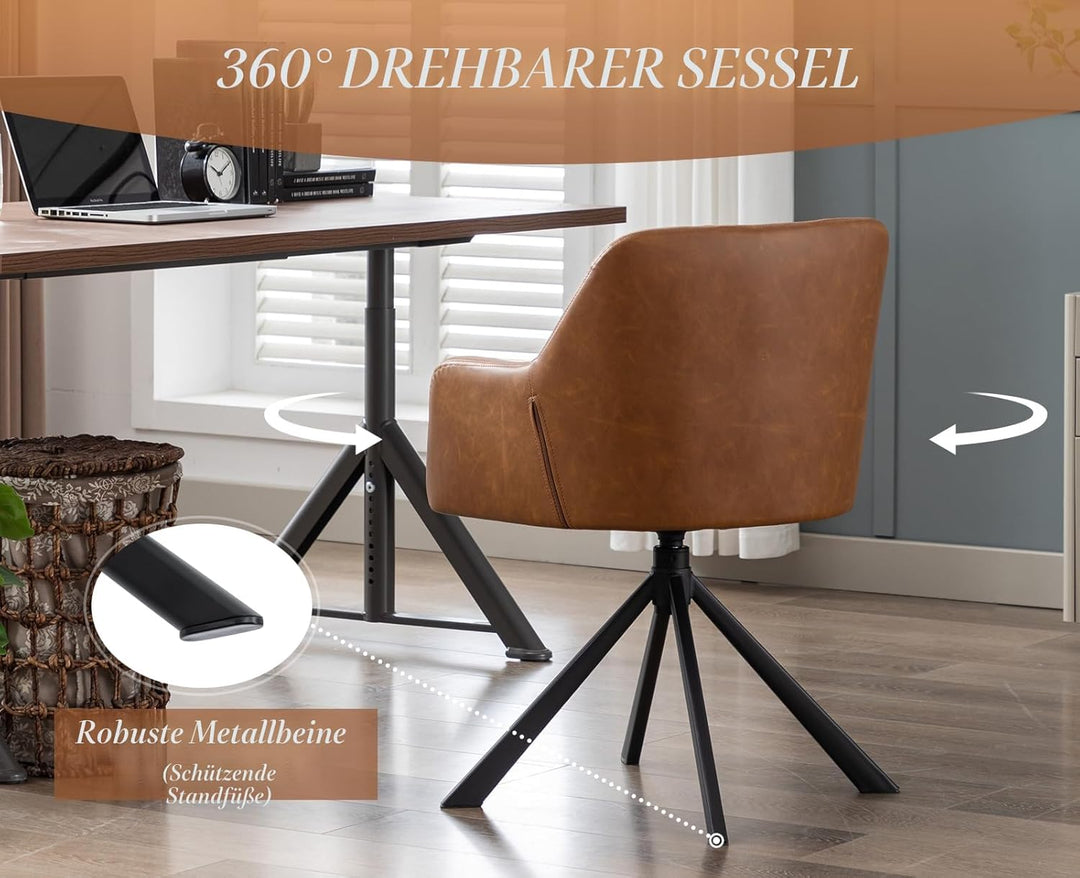 chairus Schreibtischstuhl PU Leder Bürostuhl 360° Drehbar Schreibtischstuhl Sessel für Arbeitszimmer