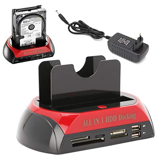 KesCom USB 3.0 Dockingstation für S-ATA und IDE PATA Festplatten inkl. Kartenleser rot