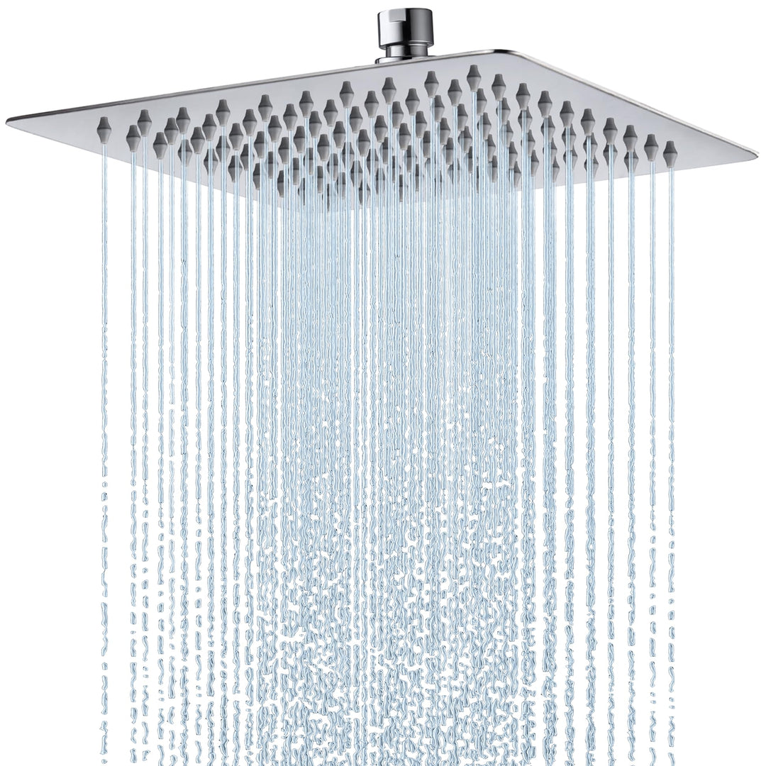 Duschkopf Regendusche, Edelstahl Regendusche Duschkopf, Anti-Kalk-Düsen (Chrom, 25 x 25 cm) Quadrati