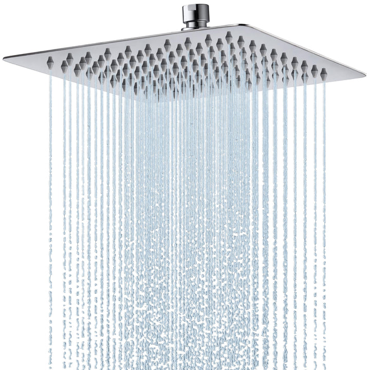 Duschkopf Regendusche, Edelstahl Regendusche Duschkopf, Anti-Kalk-Düsen (Chrom, 25 x 25 cm) Quadrati