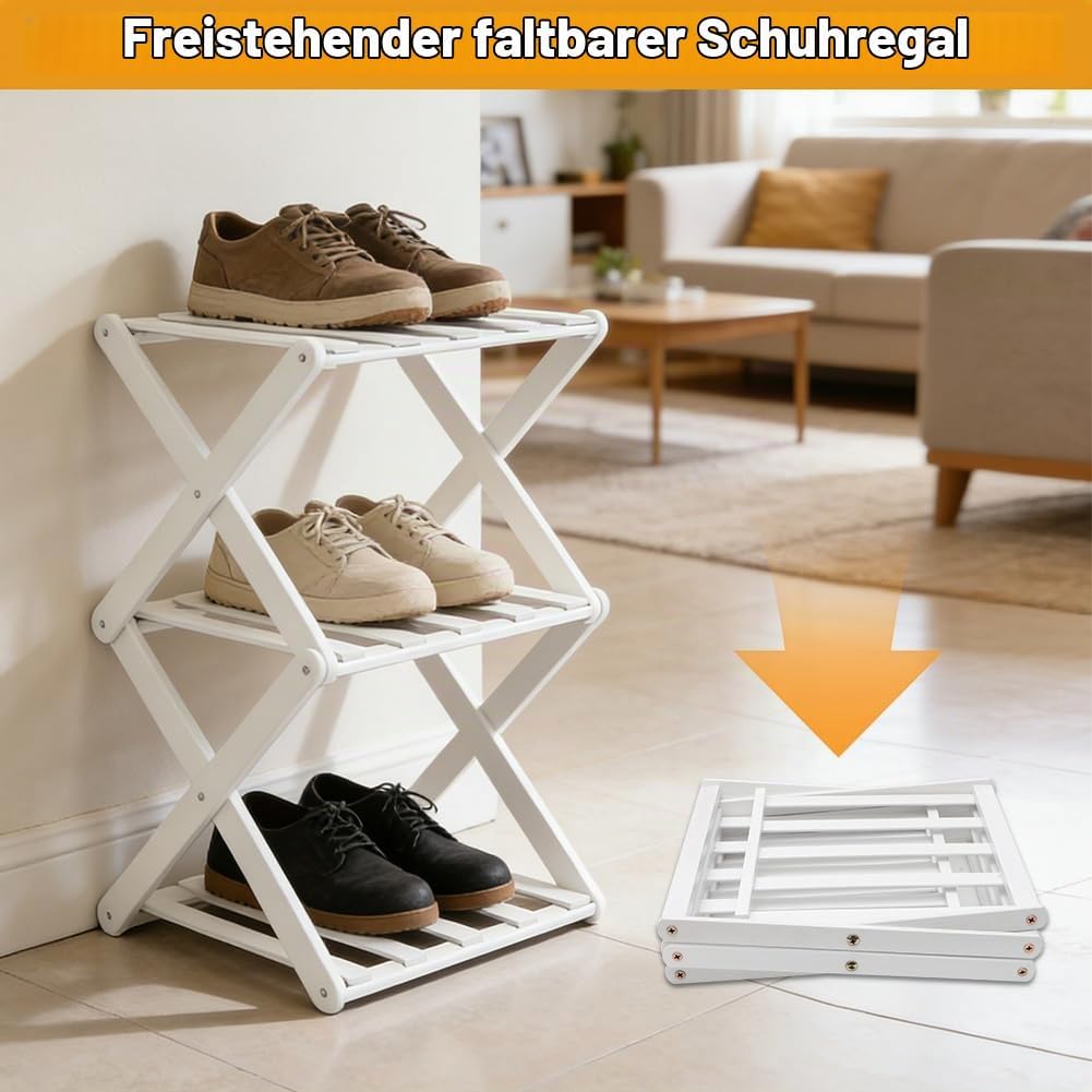 3 Ebenen Schmal Schuhregal, Faltbares Schuhregal, Mehrschichtiges Hoch Schuhregale Platzsparend, Kle