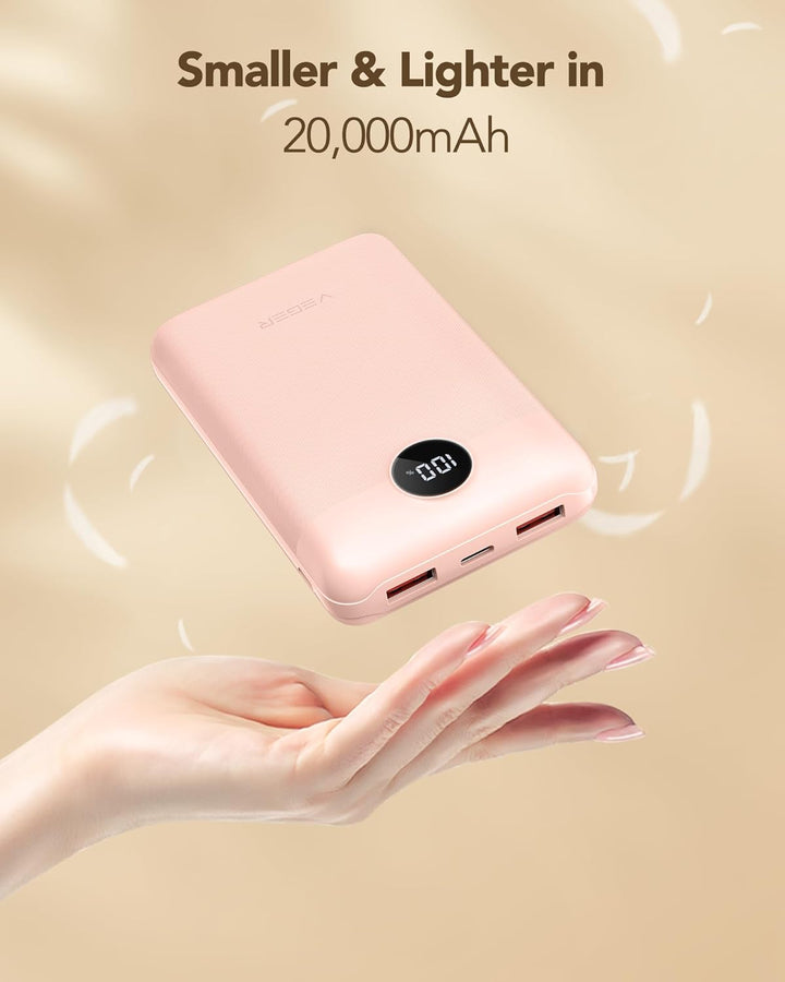 VEGER Power Bank 20000mAh klein 22.5W, Powerbank USB C Schnelles Aufladen Externe Handyakkus PD/QC3.