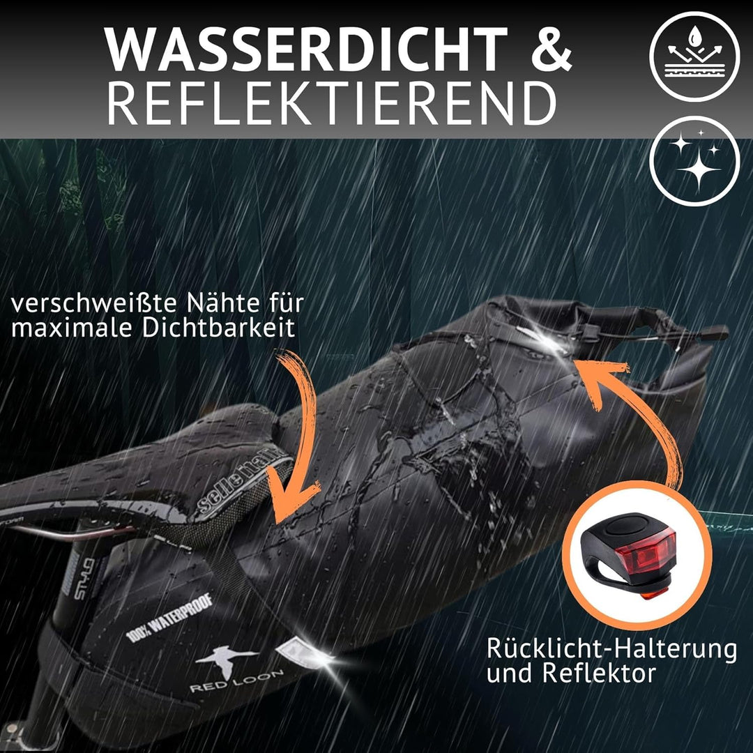 Red Loon Fahrrad Satteltasche Fahrradsitz Tasche Backloader Bike Packing - schwarz 15Ltr - wasserdic