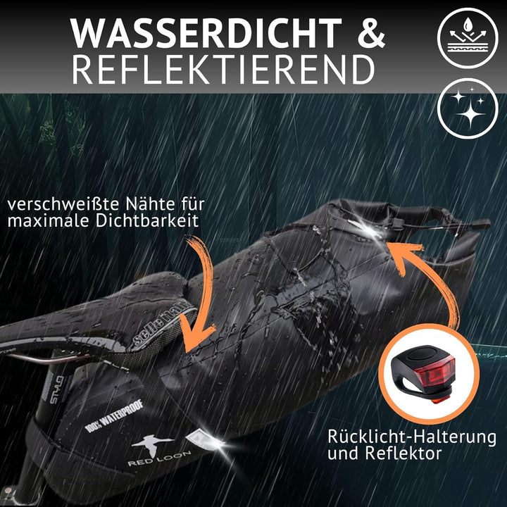 Red Loon Fahrrad Satteltasche Fahrradsitz Tasche Backloader Bike Packing - schwarz 15Ltr - wasserdic