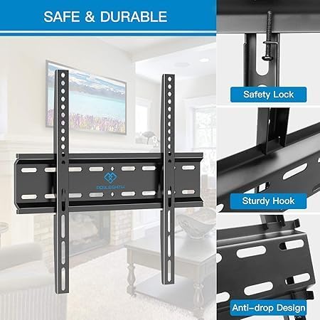PERLESMITH TV Wandhalterung, TV Halterung Ultraslim Universal für 26-75 Zoll Flach &amp; Curved Fernsehe