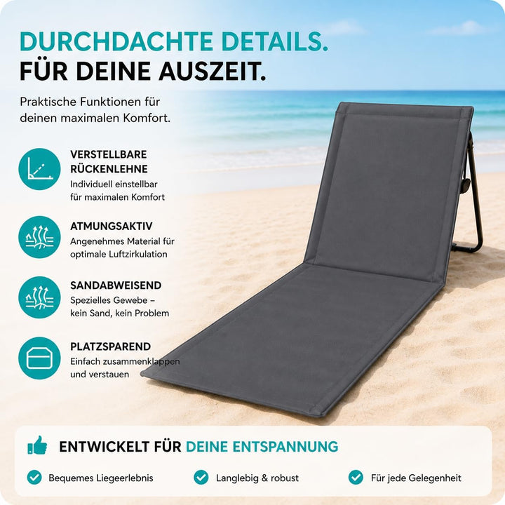 Intimo Living Strandliegen mit stufenlos Verstellbarer Rückenlehne - Die Strandmat gefüllt mit Komfo