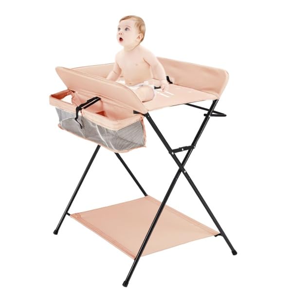 Wickeltisch Baby, Wickelkombi Klappbarer, Motiv Giraffe Wickelkommode mit Wickelauflage, Sicherheits