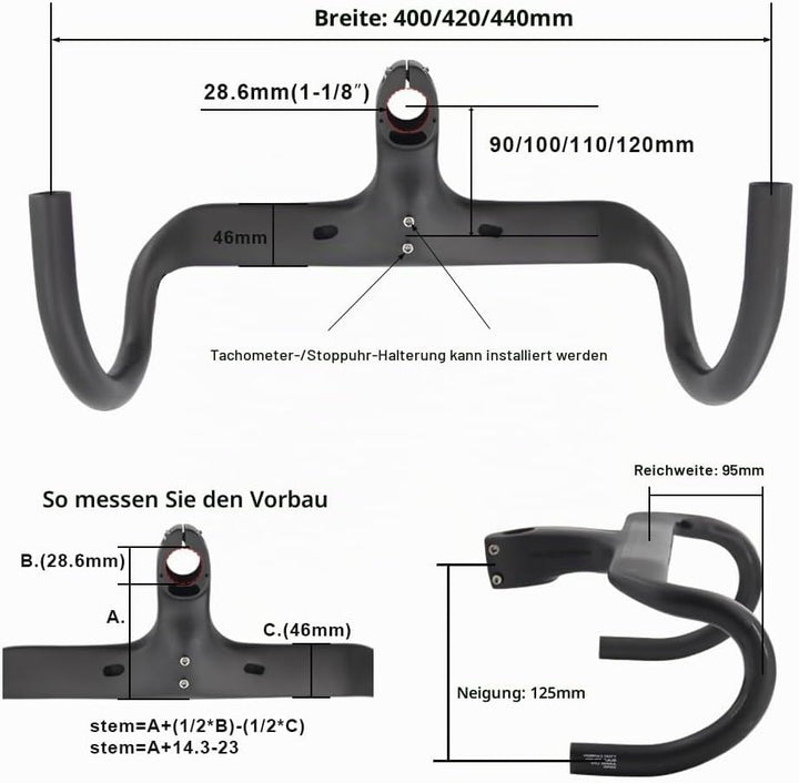 RXL SL carbon lenker rennrad 1-1/8“integrierte carbon lenker internes routing drop lenker UD matt st