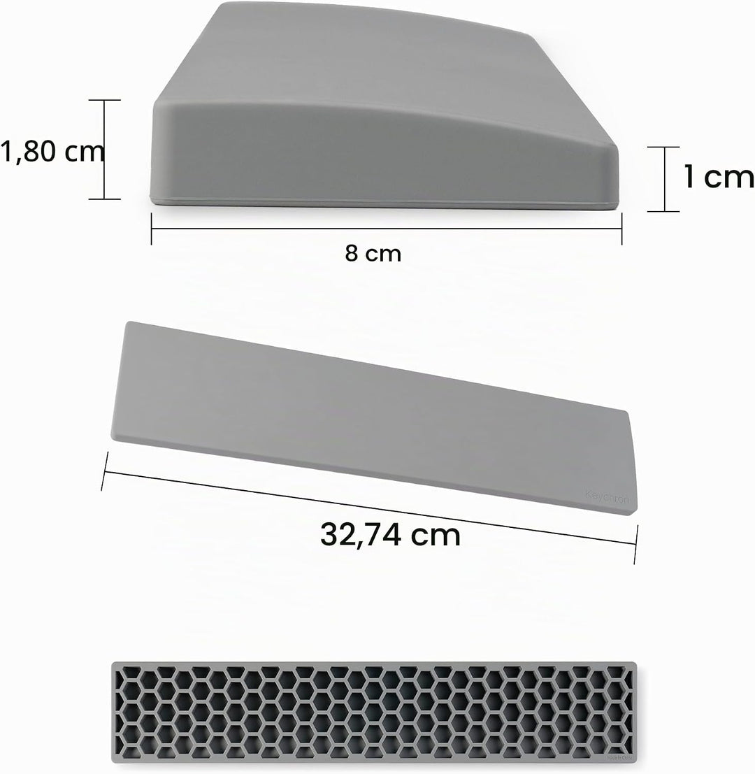 Keychron Grey Silicone Wrist & Palm Rest, 327mm (12.89") for 75% Compact Keyboard Series V1/V2/Q1/Q2