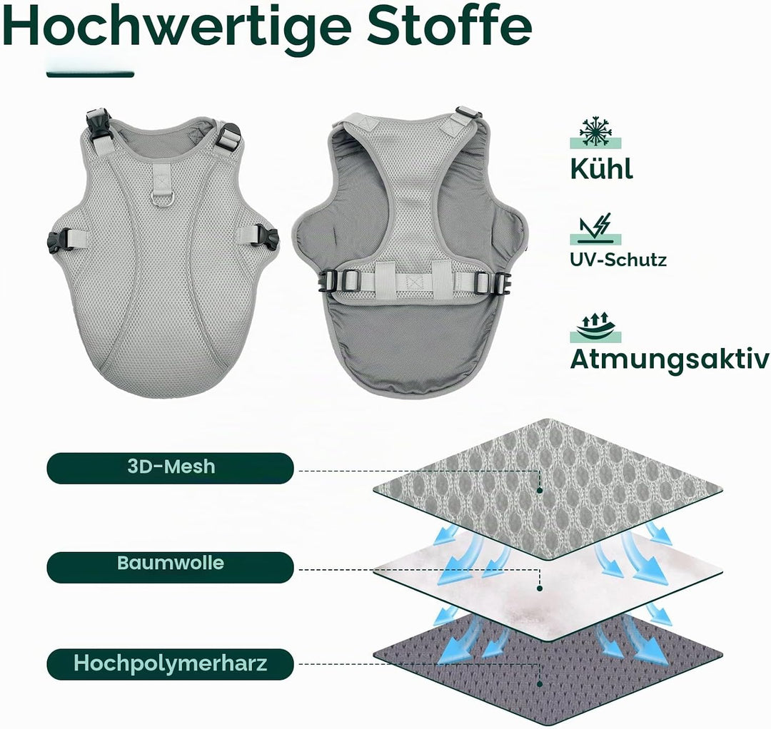 Kuoser Hund Kühlweste, Kühlweste für Hunde zur Abkühlung im Sommer, Atmungsaktive Hundekühlweste mit