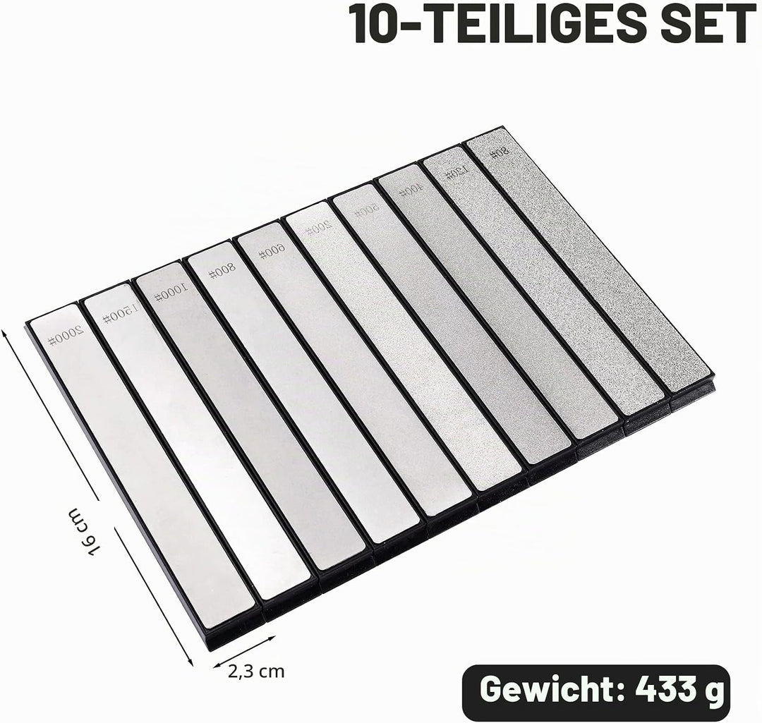 Liseng 10 Stück -Messerschleifstein-Set, Wetzstein-Messerschärfer für professionelles Küchen-Schärfs