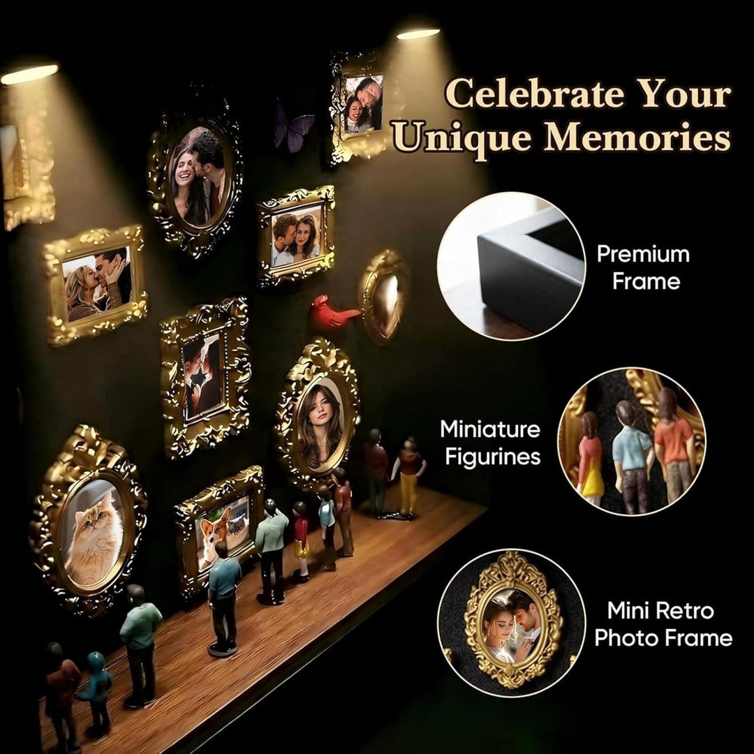 DIY Mini Museums Silhouette Box - Mini Museumsrahmen Mit Beleuchtung, Retro-Goldrahmen & Figuren, Si