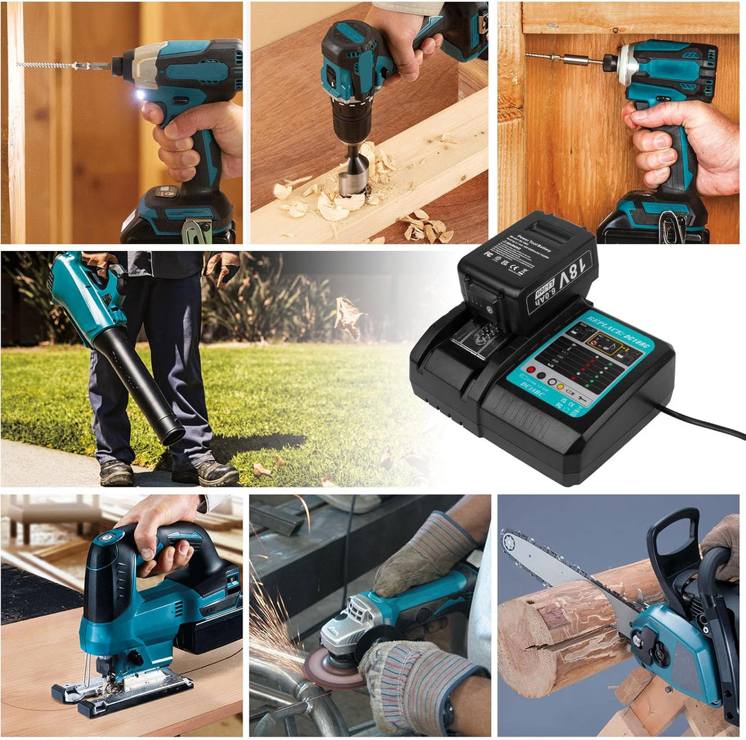 ASUNCELL 3A DC18RC ladegerät Kompatibel mit Makita 14,4 V-18 V Li-Ion Ersatzakku BL1815 BL1830 BL184