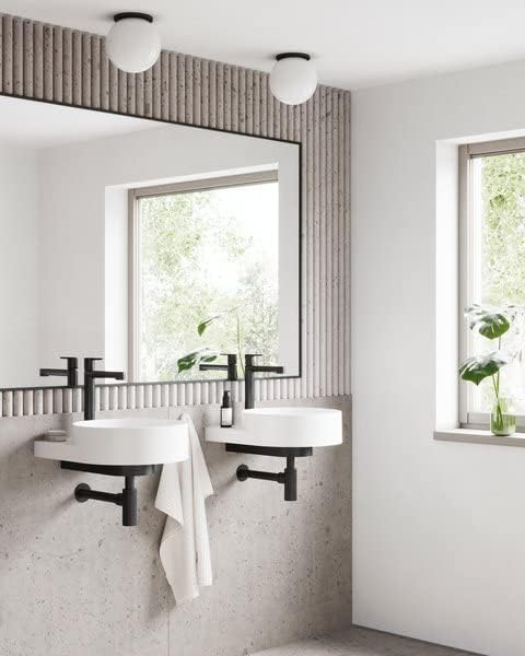 RAVAK Waschbecken-Set mit Original-Einbauregal und Schwarz Zubehör, Waschbecken zur Wandmontage mit
