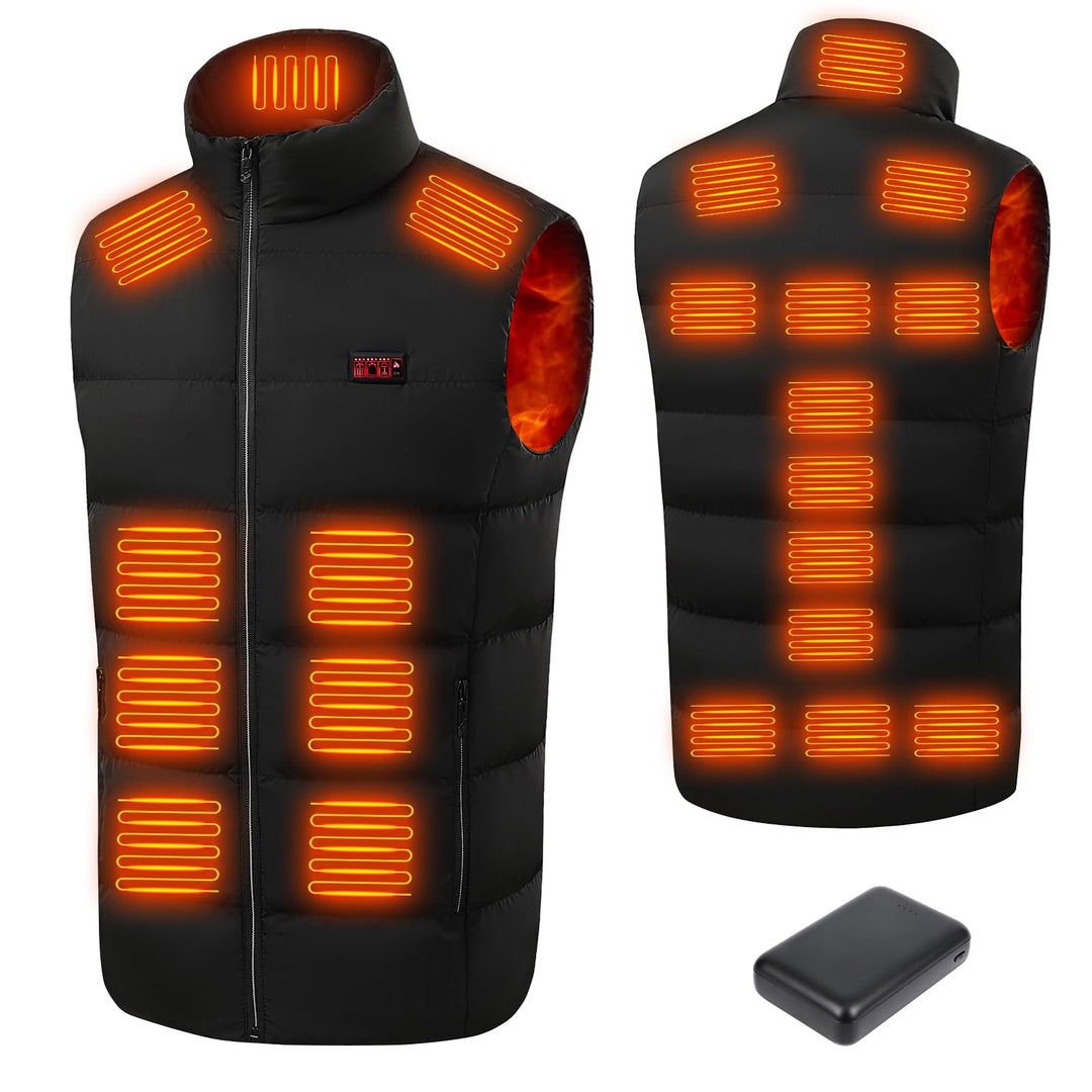 Beheizte Weste, Beheizbare Jacke Elektrische mit 3 Heizmodi, Winter Warm Draussen USB Aufladung Eins
