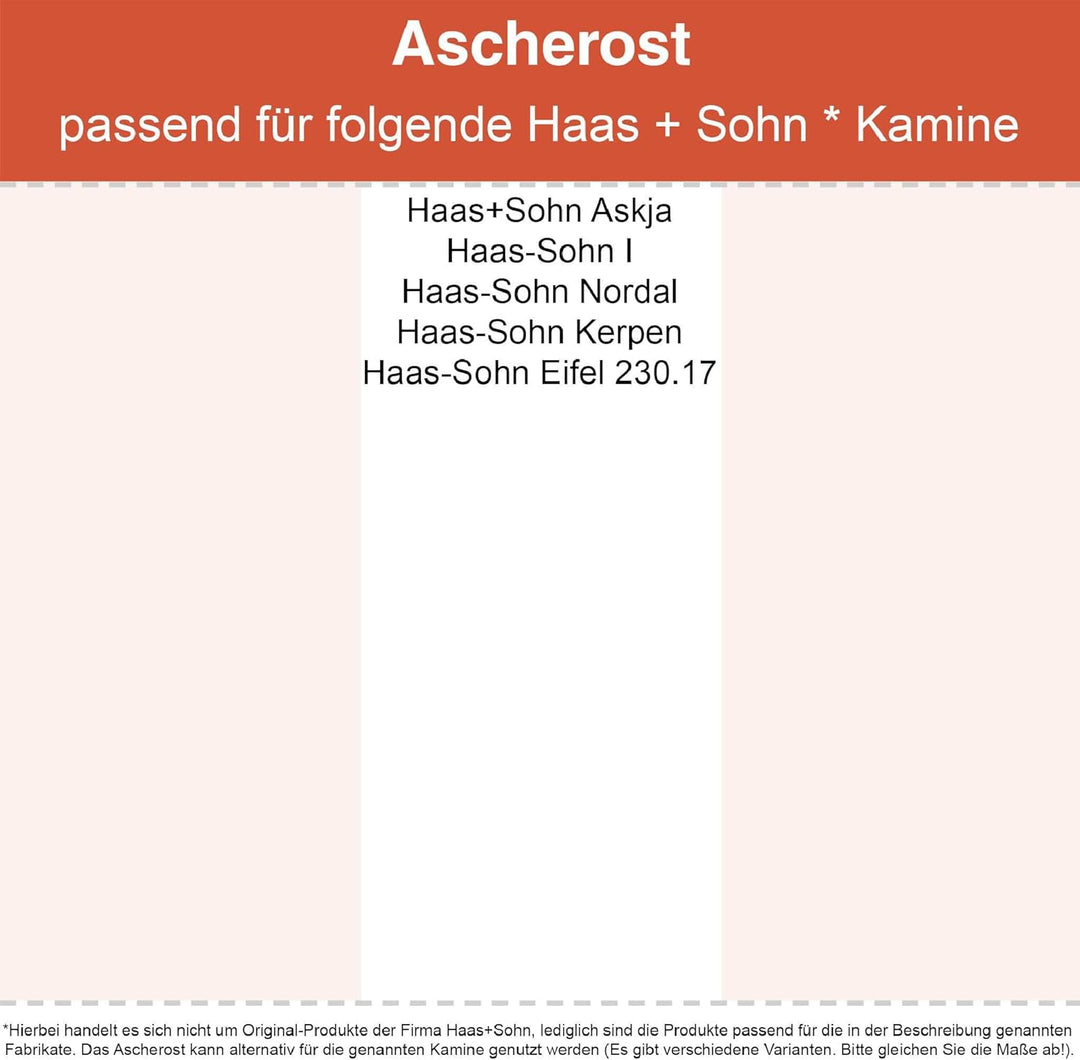 Kaminrost/Stehrost 370 x 100 x 8 mm passend für Haas+Sohn ** Kaminöfen inkl. Modellübersicht - Asche