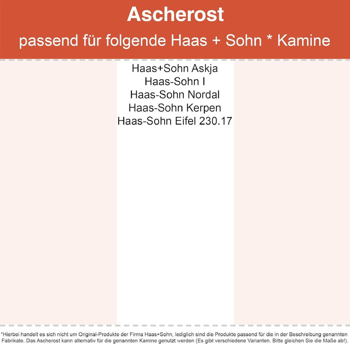 Kaminrost/Stehrost 370 x 100 x 8 mm passend für Haas+Sohn ** Kaminöfen inkl. Modellübersicht - Asche