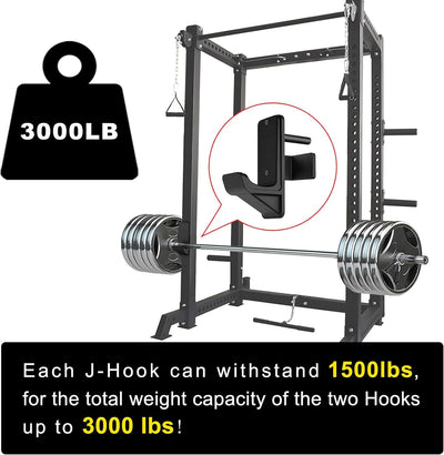 Kipika J-Haken für Power Rack – Unterseite verstärkte Stahlhaken mit Gummiauflage – 2 Stück 1/2 Hole