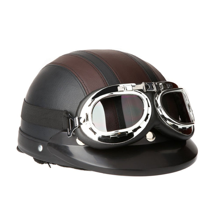 Shkalacar Motorradhelm, Vintage, Scooter, Chopper, Motorradhelm, offenes Gesicht, mit UV-Visierbrill