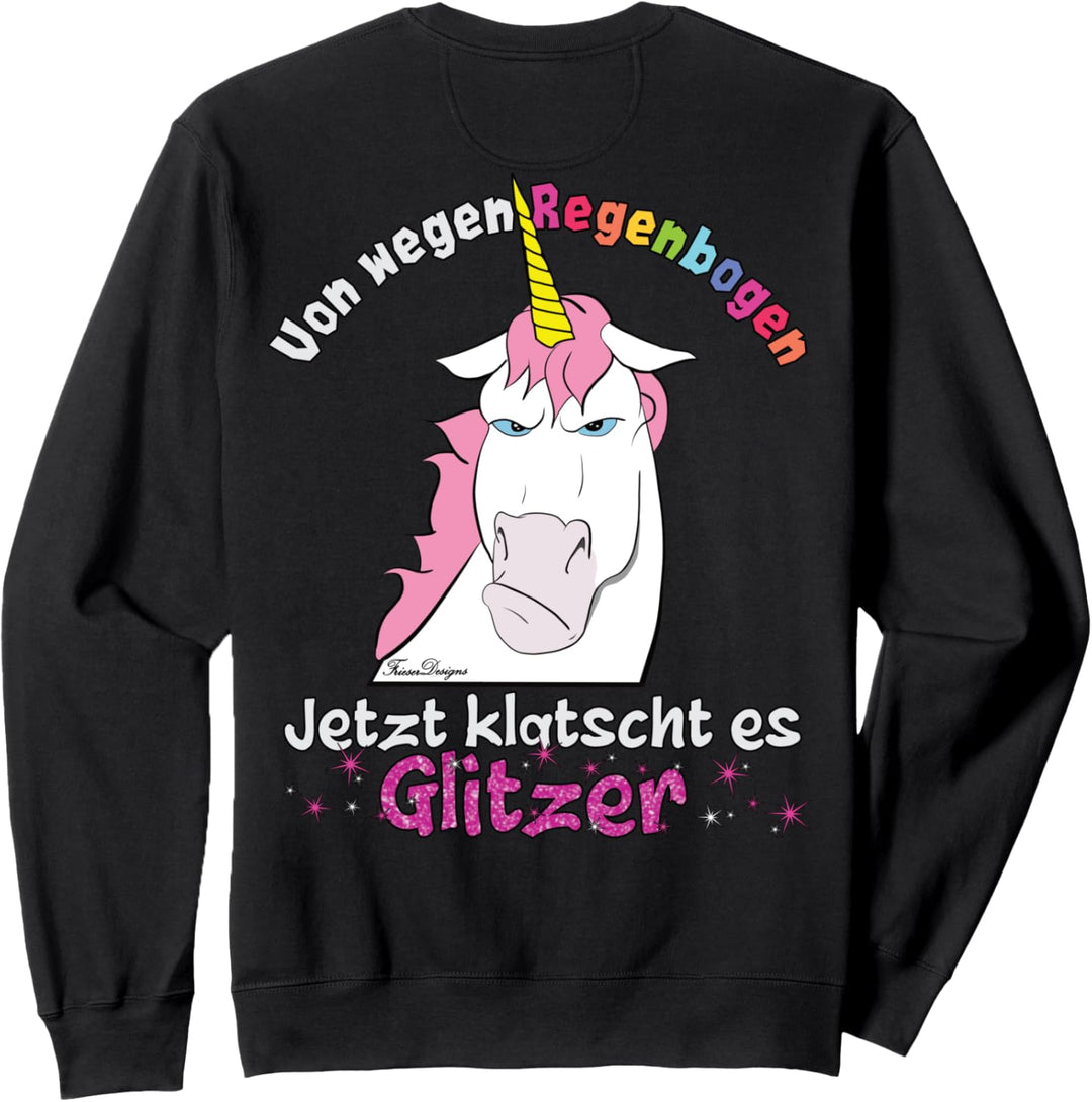 Böses Comic Einhorn klatscht Glitzer lustiges Regenbogen Fun Sweatshirt