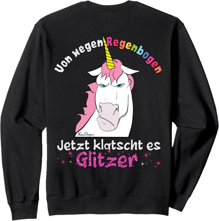 Böses Comic Einhorn klatscht Glitzer lustiges Regenbogen Fun Sweatshirt