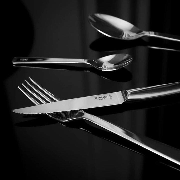 Opinel Schachtel mit vier Tafelmessern Perpétue aus Edelstahl, leicht zu reinigen, gut für Fleisch u