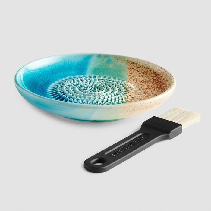 evergrate Keramikreibe 3er Verschenkset - Desert, Ocean, Ice mit Küchenpinseln und Rezeptheften