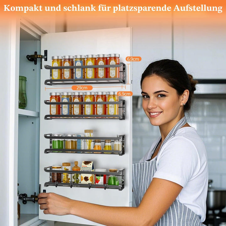 TRAYINDALY Gewürzregal Wand, 4er Metall Gewürz Organizer, Selbstklebend Spice Rack, Gewürzregal Ohne