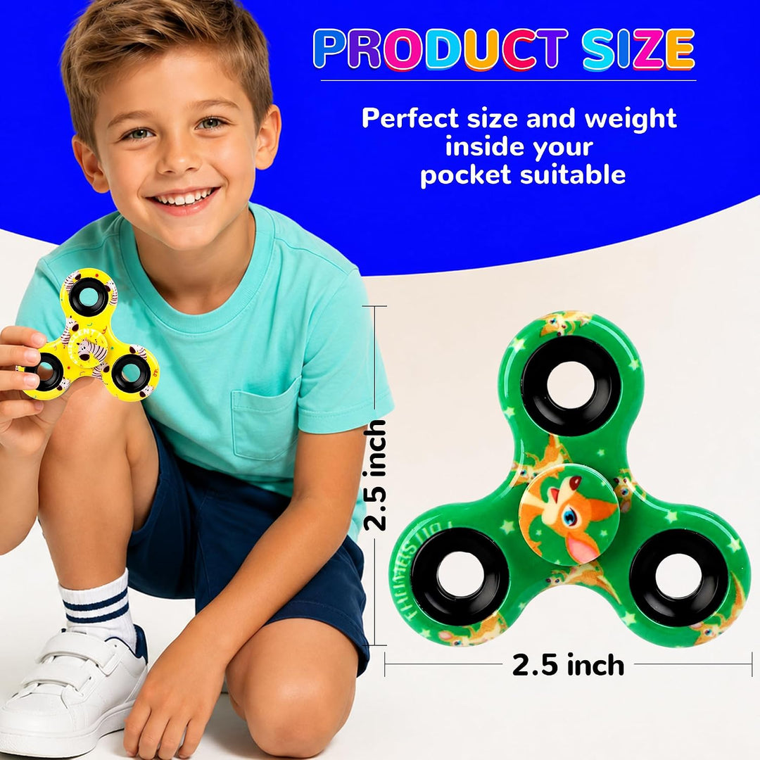 SCIONE [12er-Pack] Fidget Spinner für Kinder mit süssen Tieren (6,3 cm), High-Speed Fingerkreisel, M