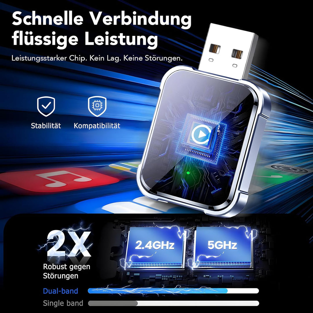 Wireless CarPlay Adapter iPhone | Kabellos Auto Apple CarPlay Dongle | Plug & Play | Mini Design | A