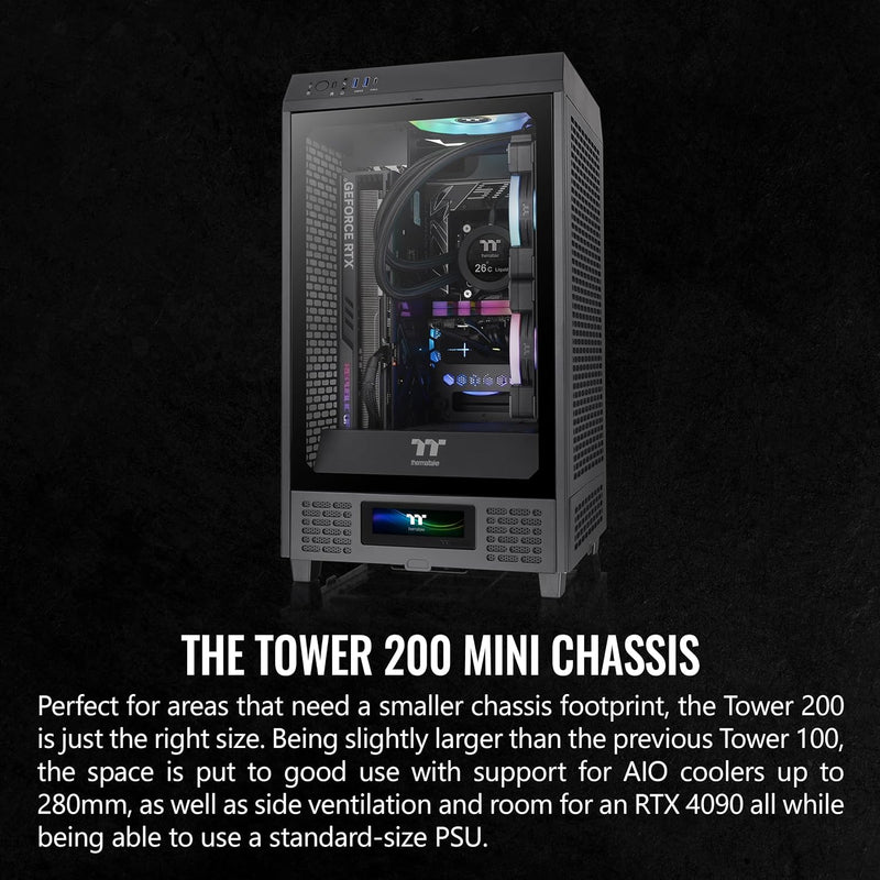 Thermaltake Tower 200 Mini-ITX Computergehäuse, 2 x 140 mm vorinstallierte CT140-Lüfter, unterstützt