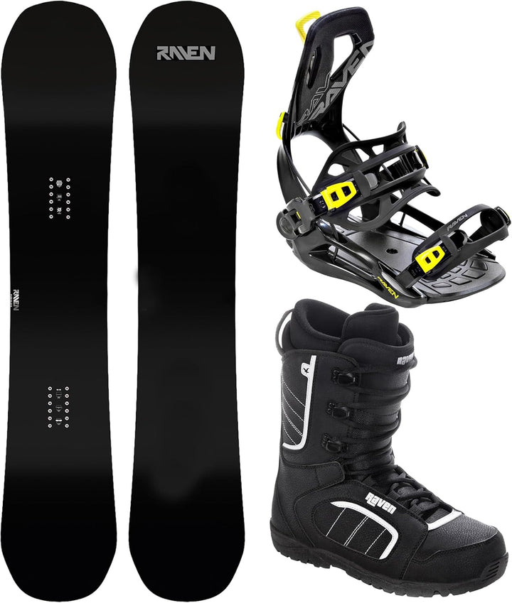 RAVEN Snowboard Set: Raven Pure Black + Bindung Raven Fastec FT360 Black oder Lemon + Boots Target S