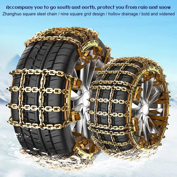 Schneeketten, Auto-Anti-Rutsch-Reifenketten, universelles Edelstahl-Schneeketten-Set, verstellbare r