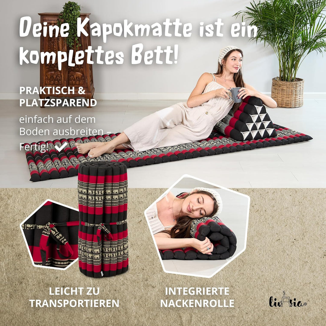 livasia Rollmatte Rollmatratze L-200x110x4,5cm, Gästebett Gästematratze 1 Person, Reisebett Kofferra