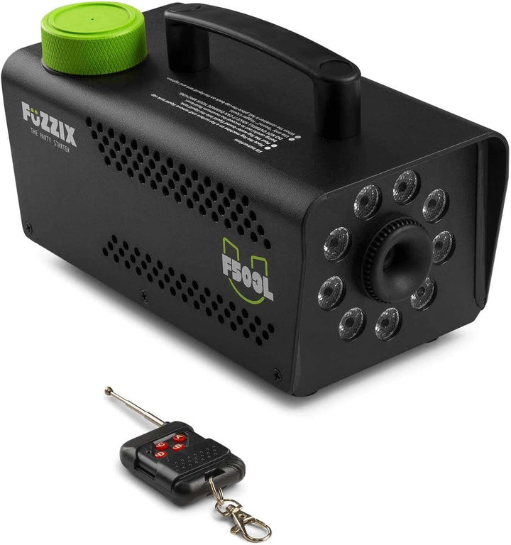 Fuzzix F509L Nebelmaschine Mini mit LED Lichteffekt, Stroboskop, 500 Watt mit Fernbedienung, Rauchma
