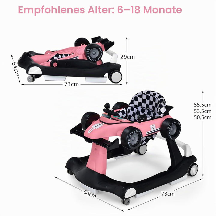 LIFEZEAL 4 in 1 Lauflernhilfe Baby, Höhenverstellbares &amp; Klappbares Babywalker, Baby Gehfrei ab 6 Mo