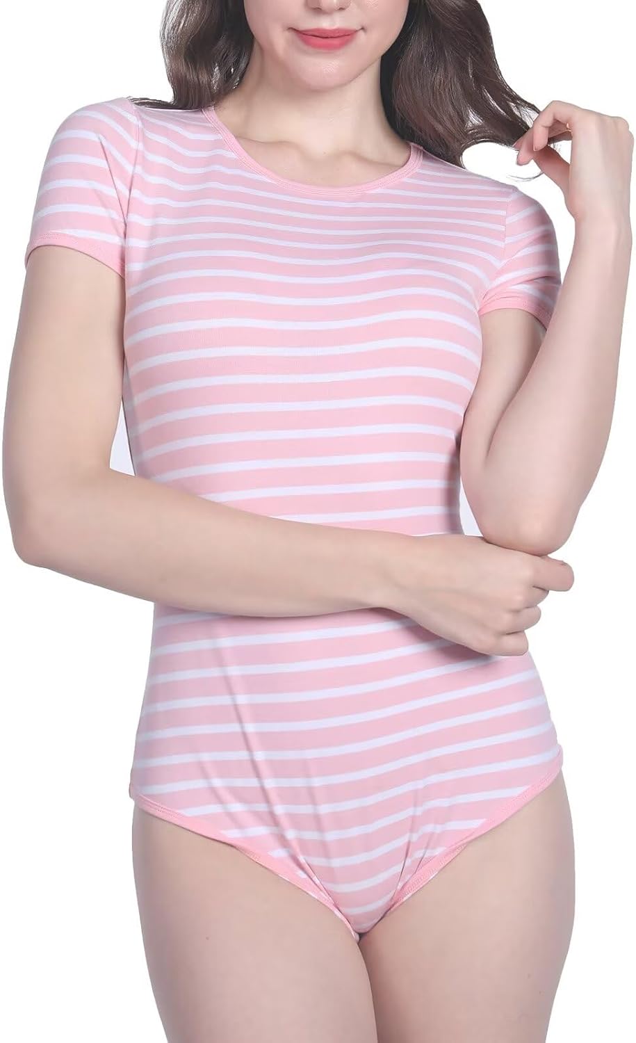 Landofgenie Bodys für Damen Einteiler Bodysuit Jumpsuit Baumwolle Kurzarm Nette Onesie Pyjamas Nacht