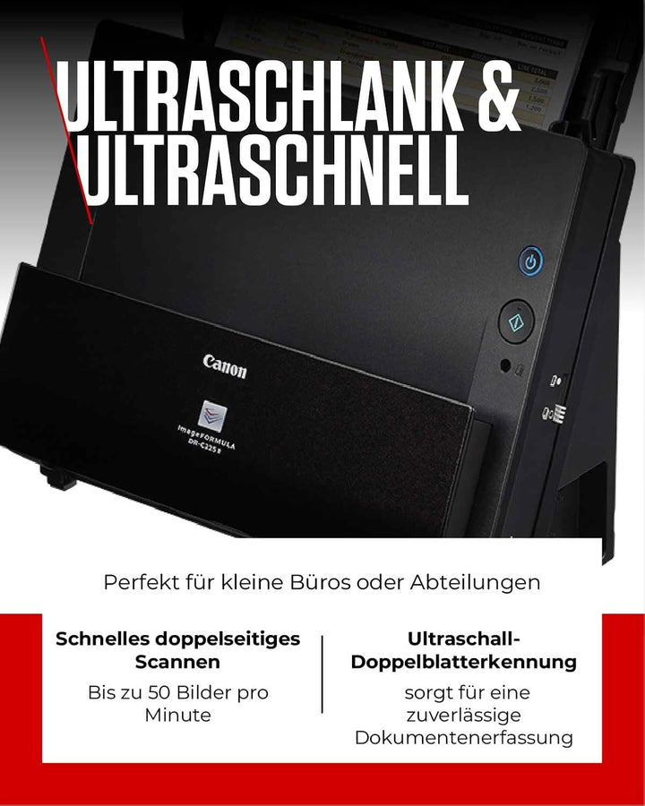 Canon DR-C225 II - imageFORMULA Dokumentenscanner (Duplex, Einzug, Farbe, 600dpi, 25 Seiten/Min, PDF