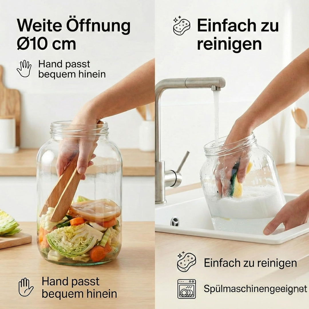Grosses Kristall-Fermentierglas 4L – Kombucha Starter Set | Weithals Gärgefäss & Kefir Glas | Ideal