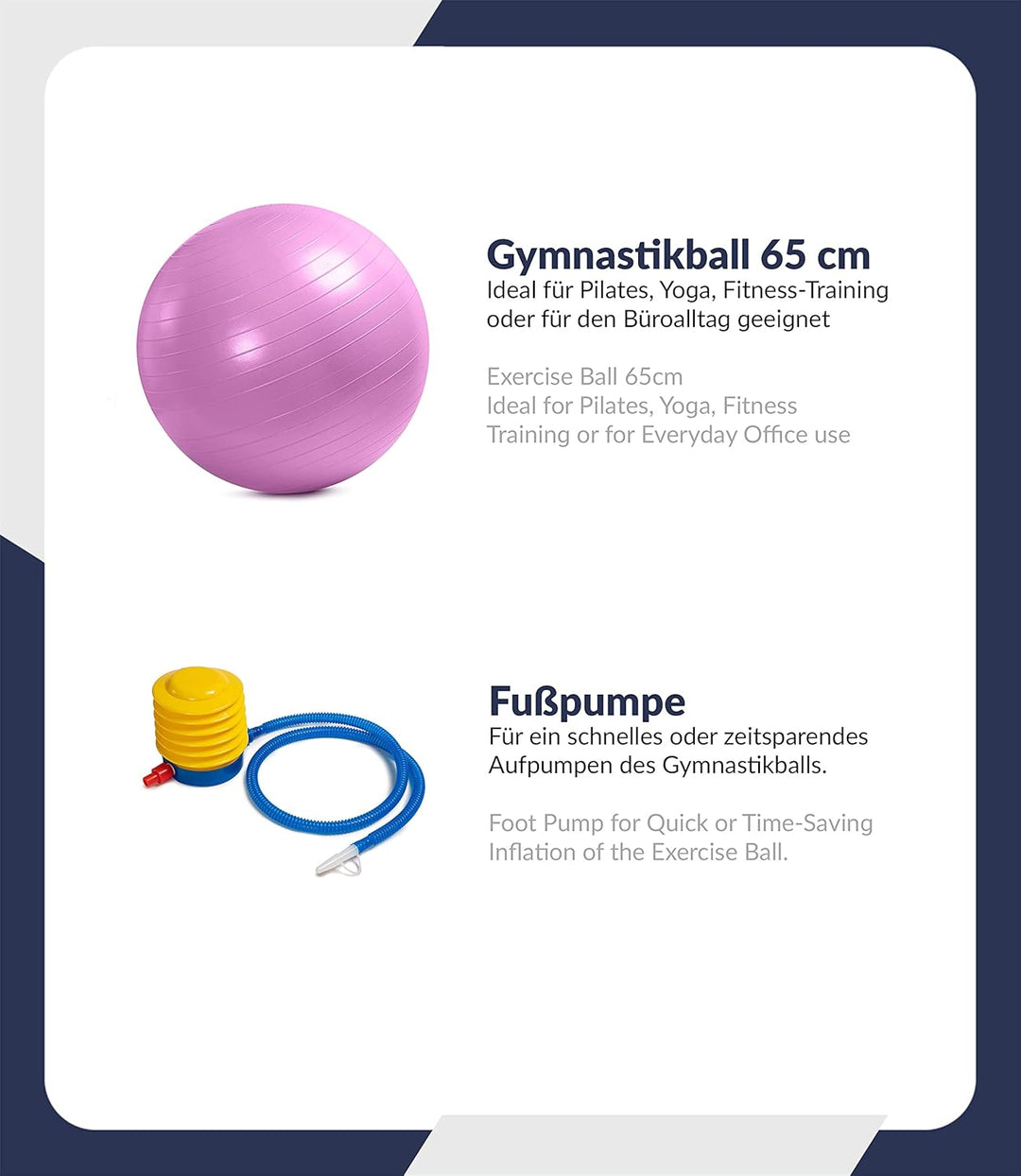 C4B Gymnastikball 65cm und Ballsitzkissen 33cm inkl. Pumpe im SET - Balance-Kissen, Sitzball, Traini