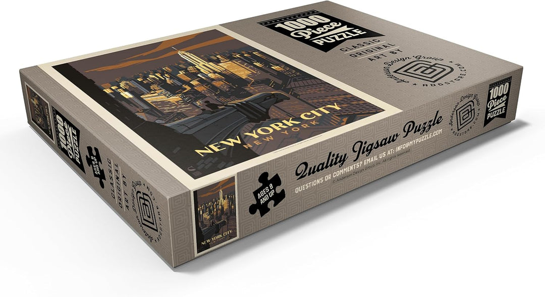 New York City: Eagle's View, Vintage Poster - Premium 1000 Teile Puzzle - MyPuzzle Sonderkollektion