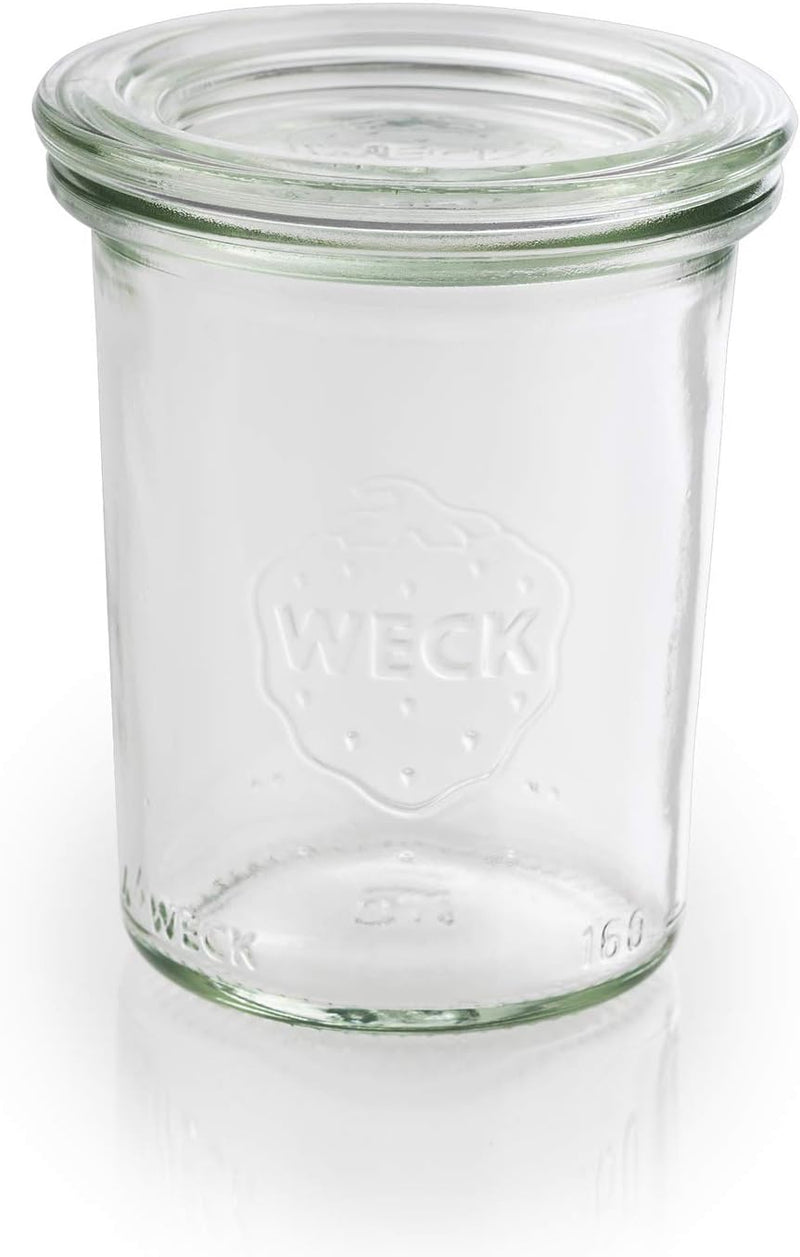 APS 12 Original WECK Gläser 160 ml mit Deckel, Ø 6 cm, H: 8 cm, Mini-Sturzform mit Glasdeckel, Einma