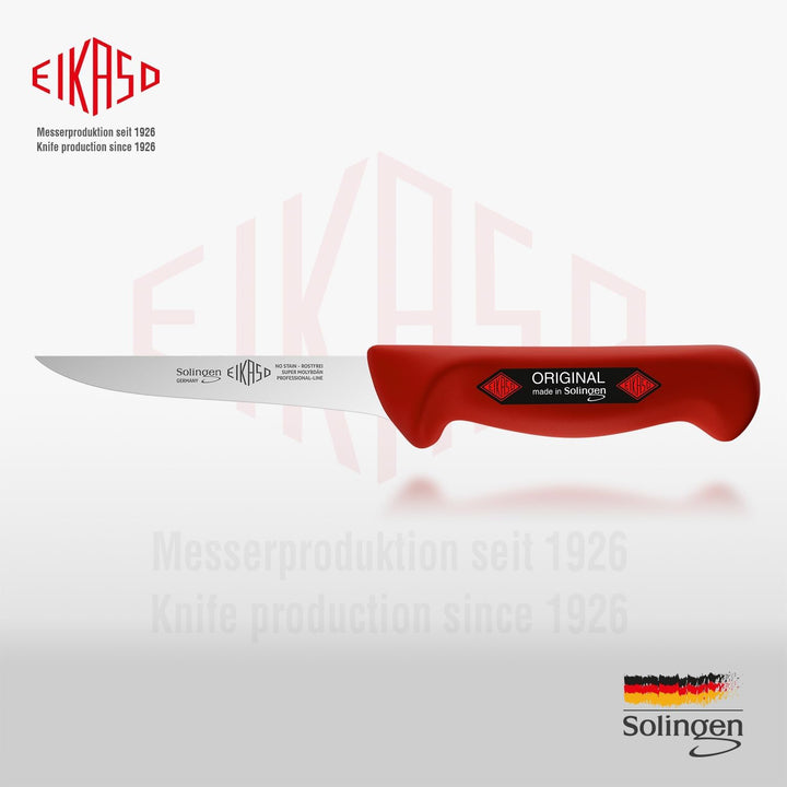 EIKASO Solingen Ausbeinmesser gerade 13cm Klinge steif aus Molybdänstahl 1.4116 Profi Fleischmesser